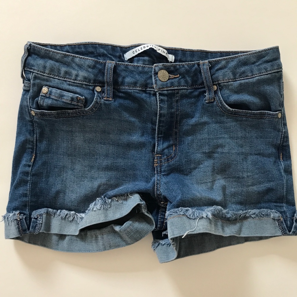 celebrity pink denim shorts